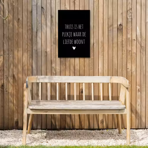 Quotes - Thuis is het plekje waar de liefde woont - Spreuken Tuinposter op houten frame 2 cm dik klein -sfeer4