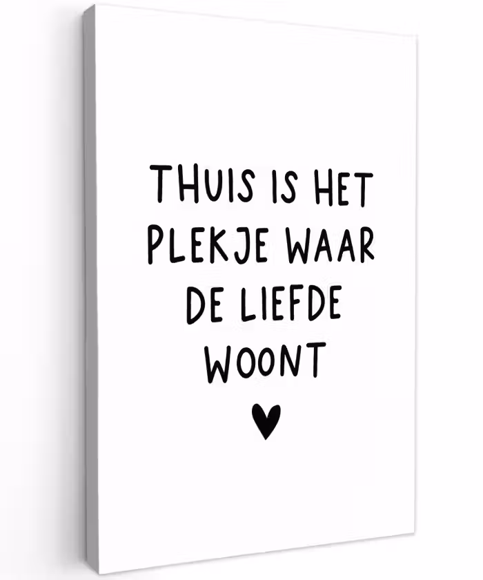 Thuis is het plekje waar de liefde woont - Spreuken - Quotes Tuinposter op houten frame 2 cm dik klein -3d