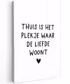 Thuis is het plekje waar de liefde woont - Spreuken - Quotes Tuinposter op houten frame 2 cm dik klein -3d