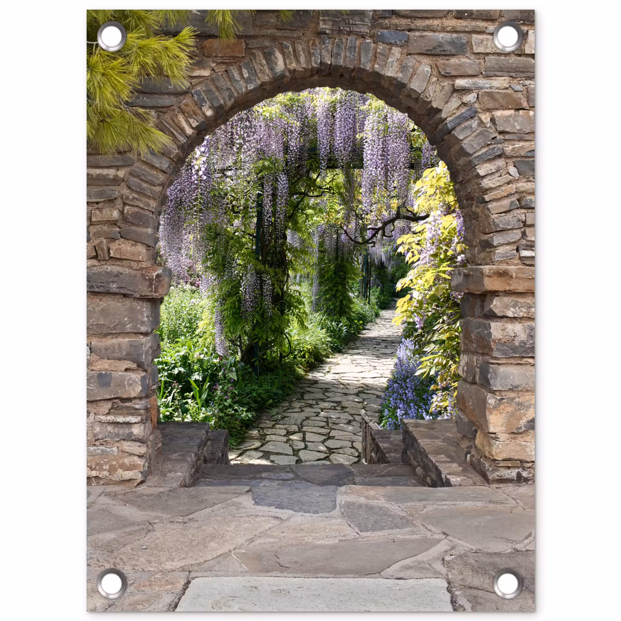 Gartenposter - Alte Türen zu einem Gartenweg