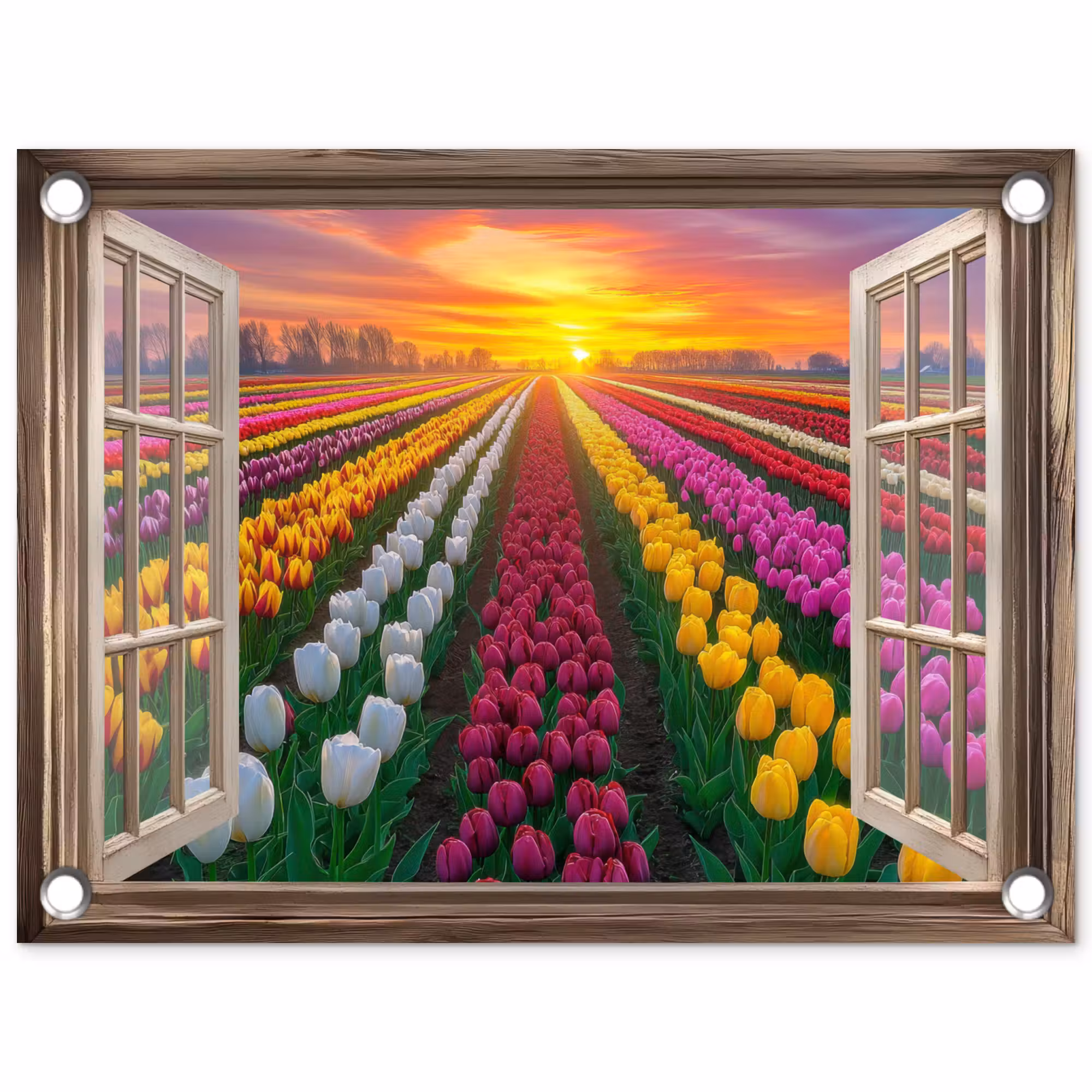 Gartenposter - Ansichten - Blumen - Tulpen - Farbenfroh - Sonnenuntergang