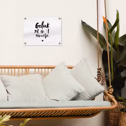 Geluk zit in 't zonnetje - Tekst - Zomer - Quotes tuinposter los doek klein -sfeer7