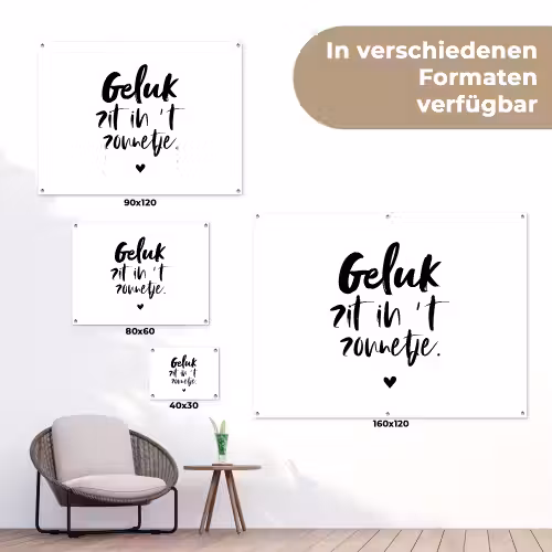 Geluk zit in 't zonnetje - Tekst - Zomer - Quotes tuinposter los doek klein -Xsfeer9_DE