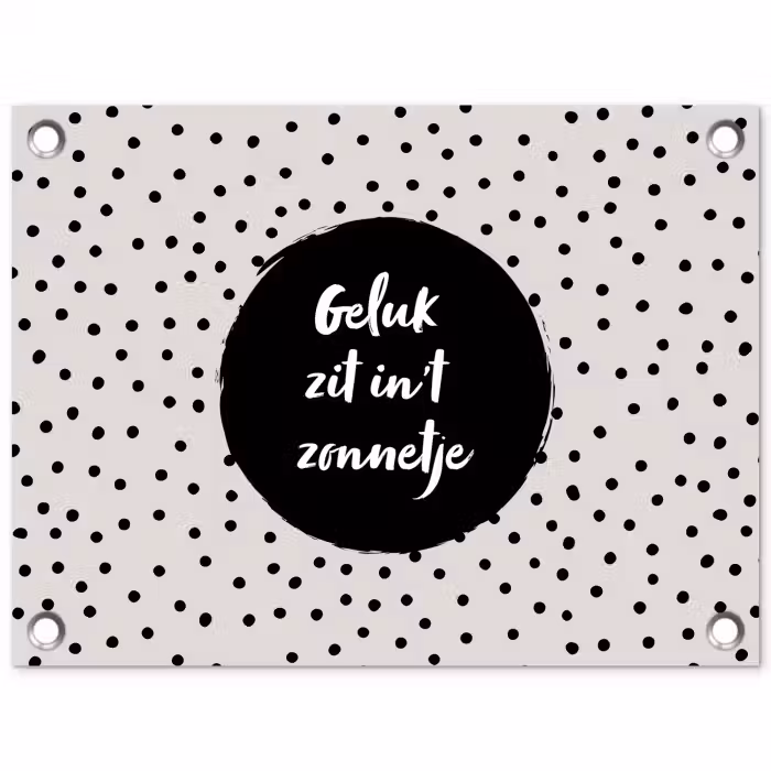 Geluk zit in 't zonnetje - Quotes - Tekst - Zomer tuinposter los doek klein -3d