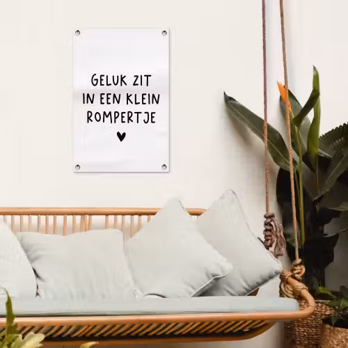 Geluk zit in een klein rompertje - Quotes - Spreuken tuinposter los doek klein -sfeer7