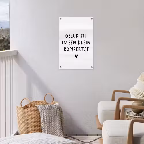 Geluk zit in een klein rompertje - Quotes - Spreuken tuinposter los doek klein -sfeer8