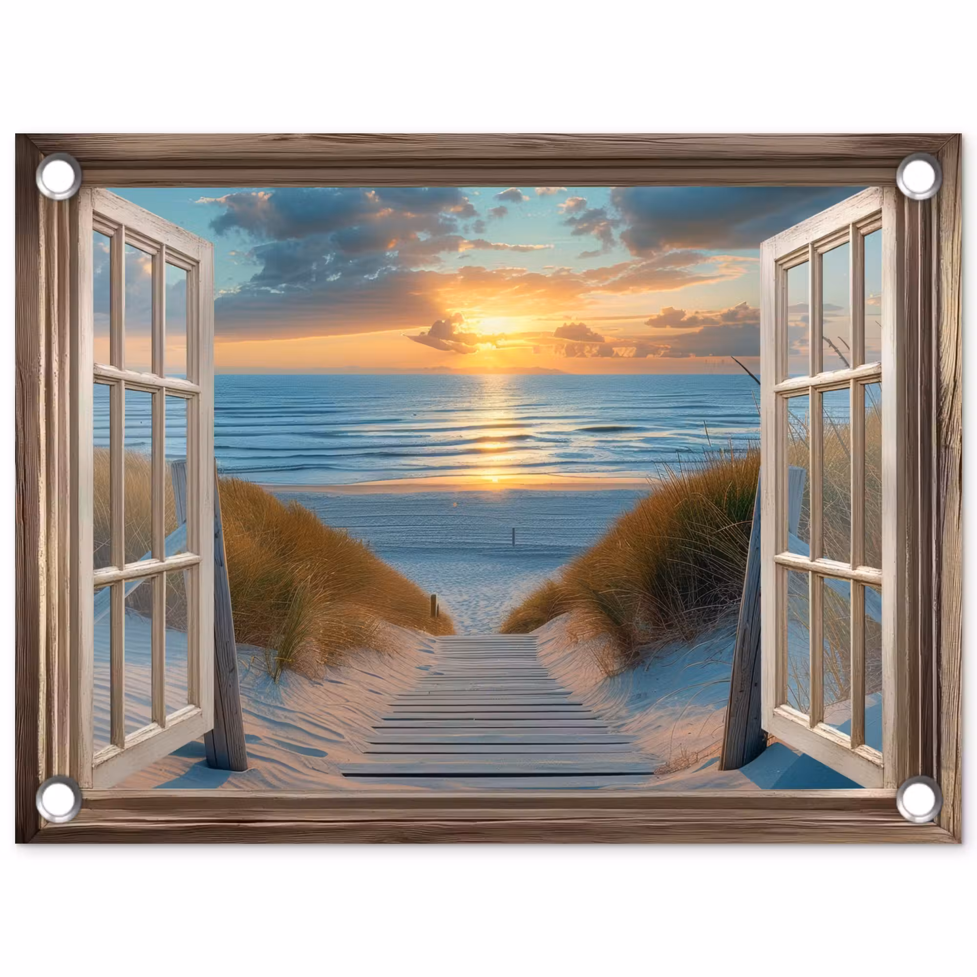 Gartenposter - Durchblick - Strand - Weg - Sonnenuntergang