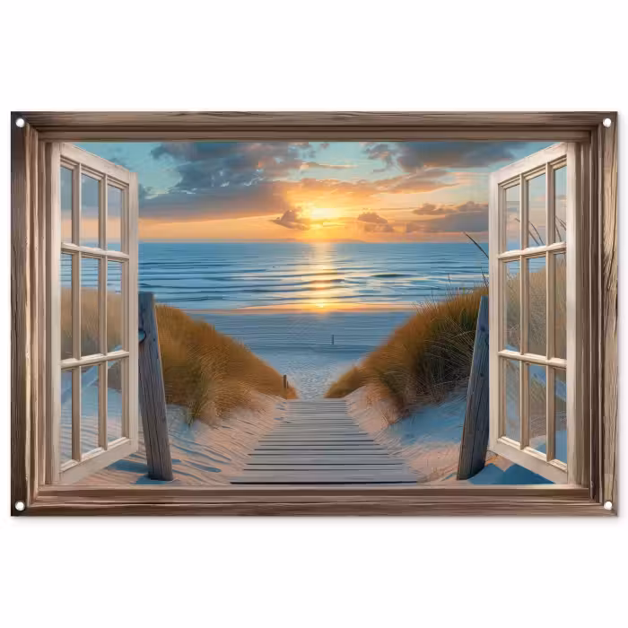 Gartenposter - Durchblick - Strand - Weg - Sonnenuntergang
