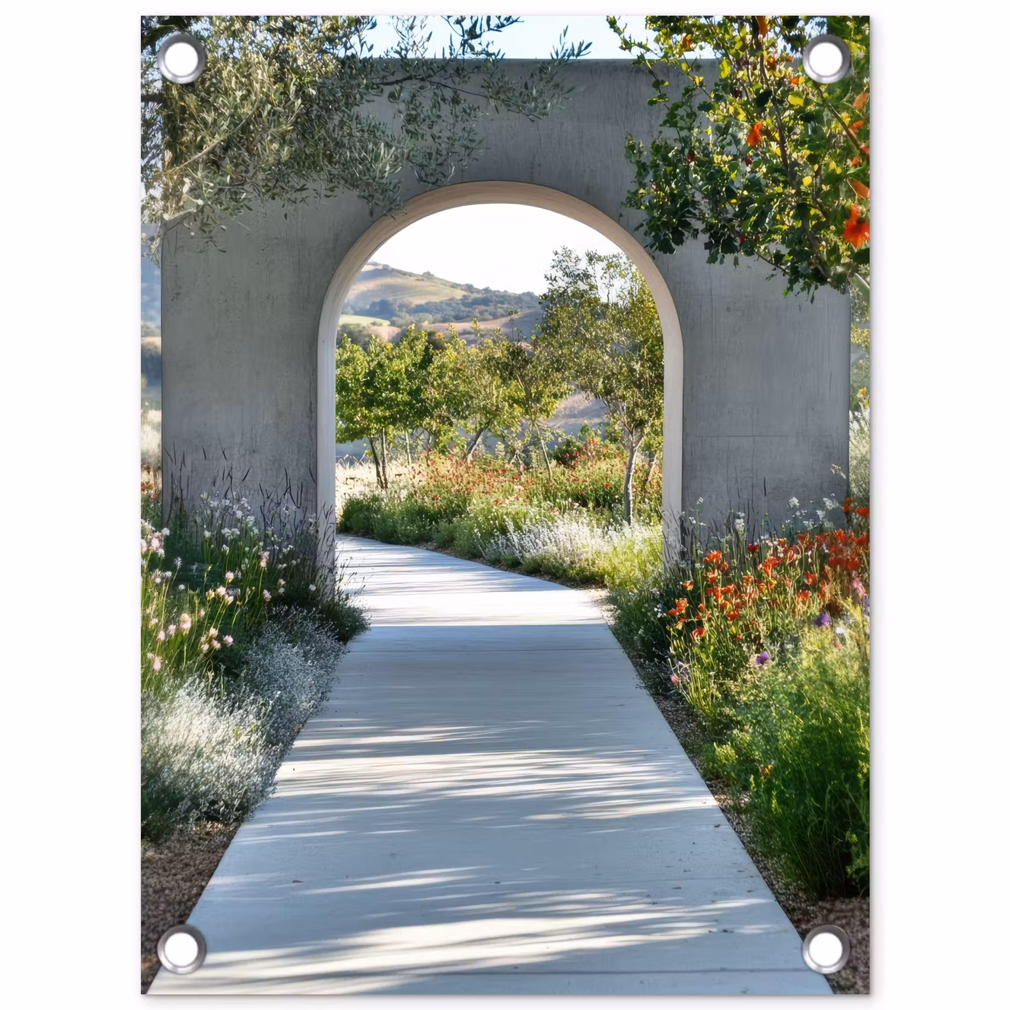Gartenposter - Durchblick - Weg - Beton - Landschaft