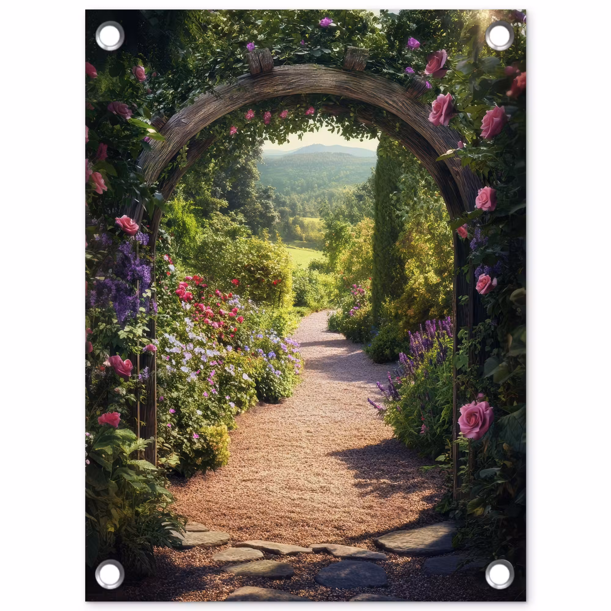 Gartenposter - Durchsichtig - Blumen - Natur - Rosenbogen
