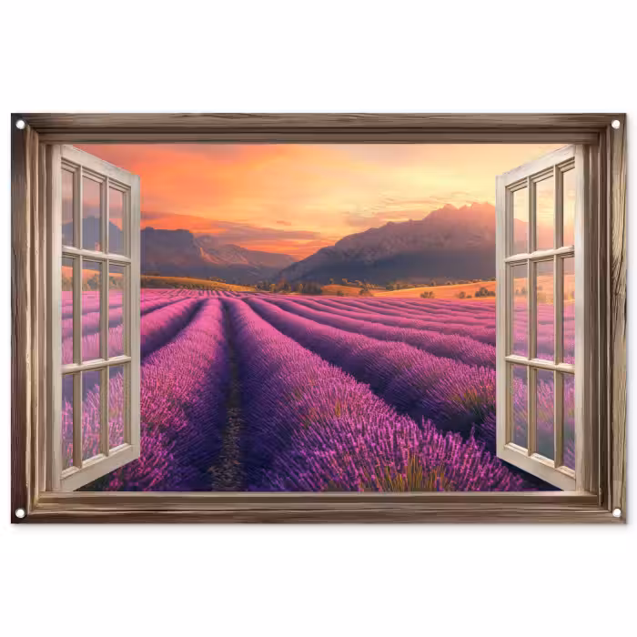 Gartenposter - Durchsichtig - Lavendel - Landschaft - Blumen - Lila