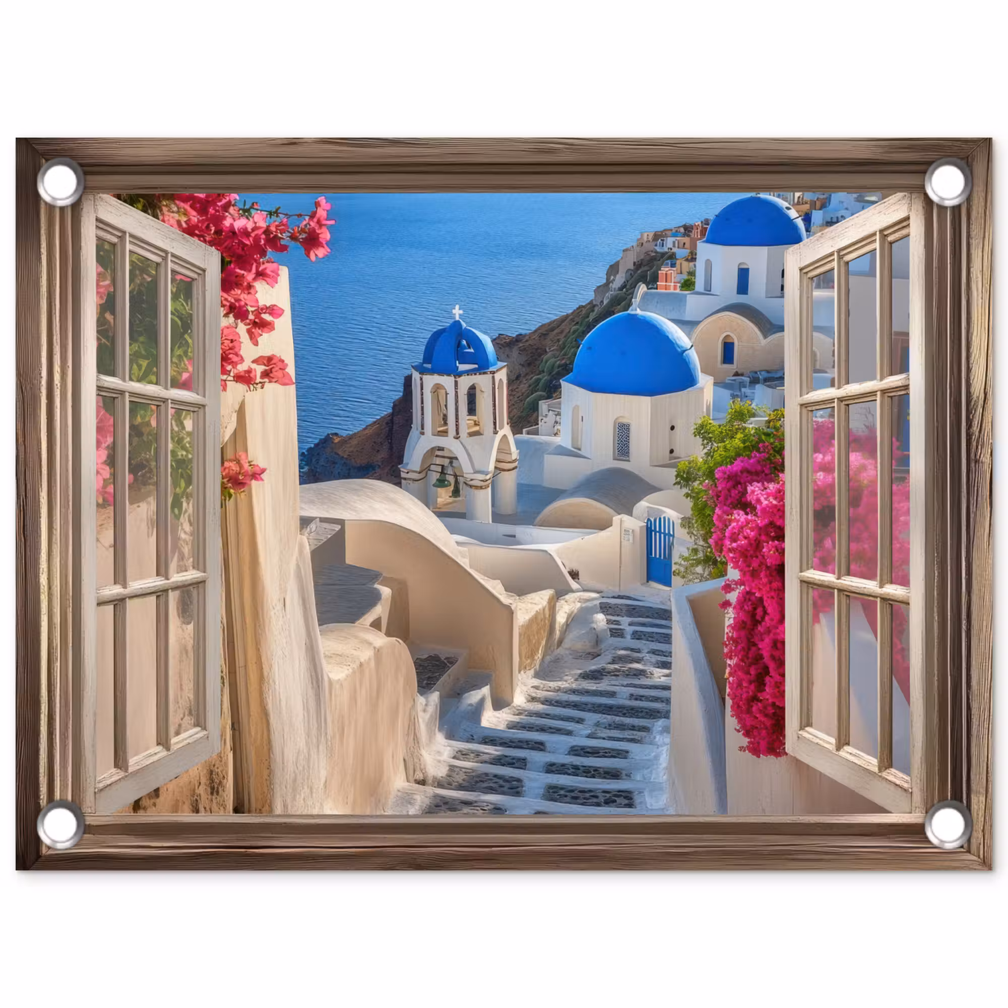 Gartenposter - Durchsichtig - Santorini - Landschaft - Blau - Griechisch