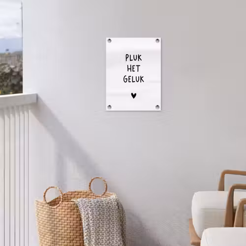 Pluk het geluk - Quotes - Spreuken tuinposter los doek klein -sfeer8