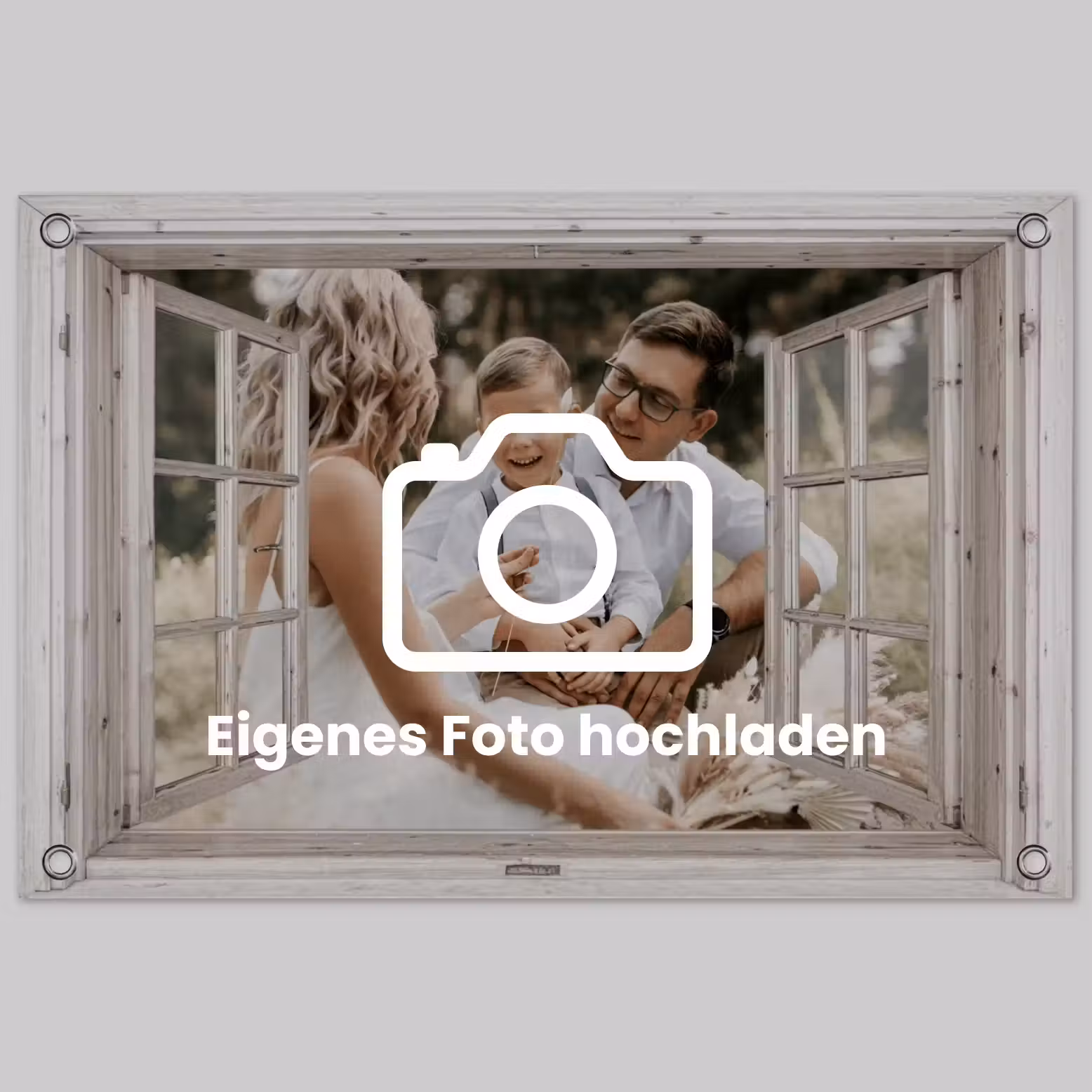 Gartenposter Fensterblick mit eigenem Foto