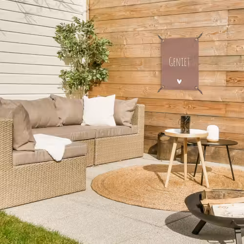 Geniet - Spreuken -Quotes tuinposter los doek klein -sfeer4