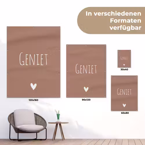 Geniet - Spreuken -Quotes tuinposter los doek klein -Xsfeer9_DE