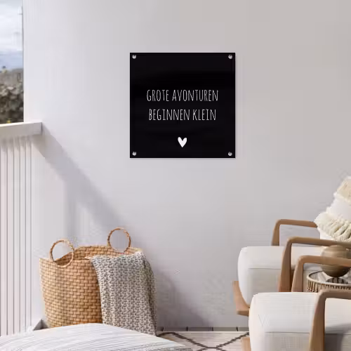Grote avonturen beginnen klein - Spreuken - Quotes tuinposter los doek klein -sfeer8