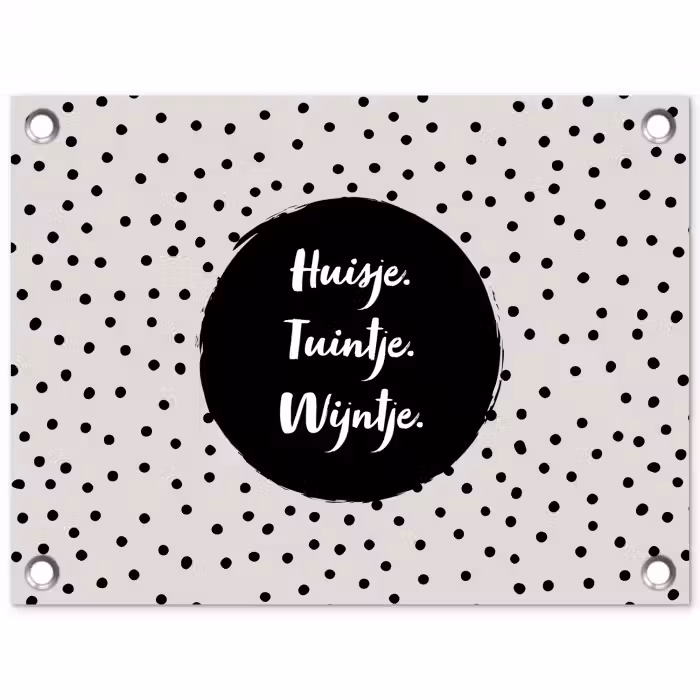 Huisje. Tuintje. Wijntje - Quotes - Tekst - Wijn - Tuin tuinposter los doek klein -3d