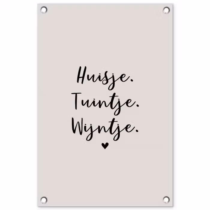 huisjetuintjewijntje-beige tuinposter los doek klein -3d