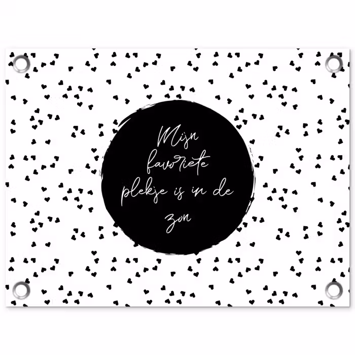 Mijn favoriete plekje is in de zon - Tekst - Zon - Zomer - Quotes tuinposter los doek klein -3d