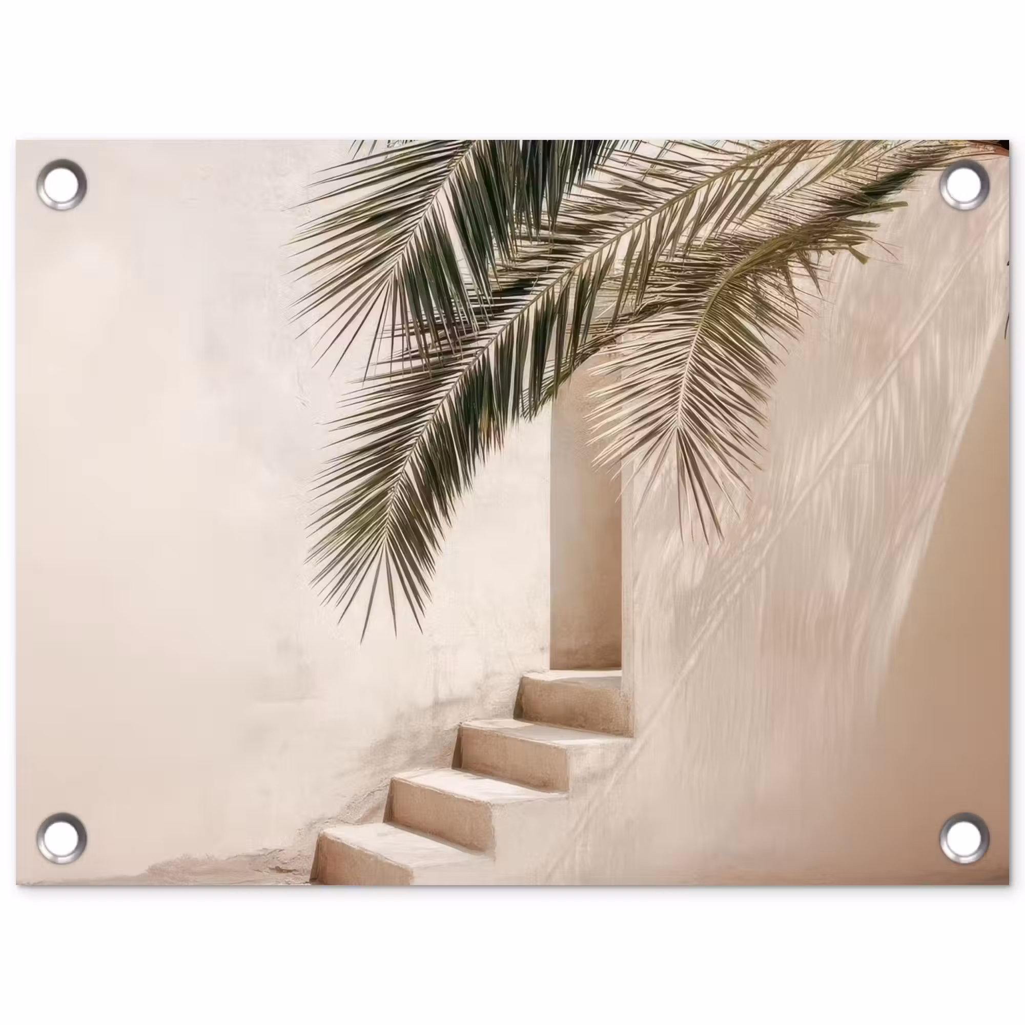 Gartenposter - Palme - Schatten - Treppe - Beige