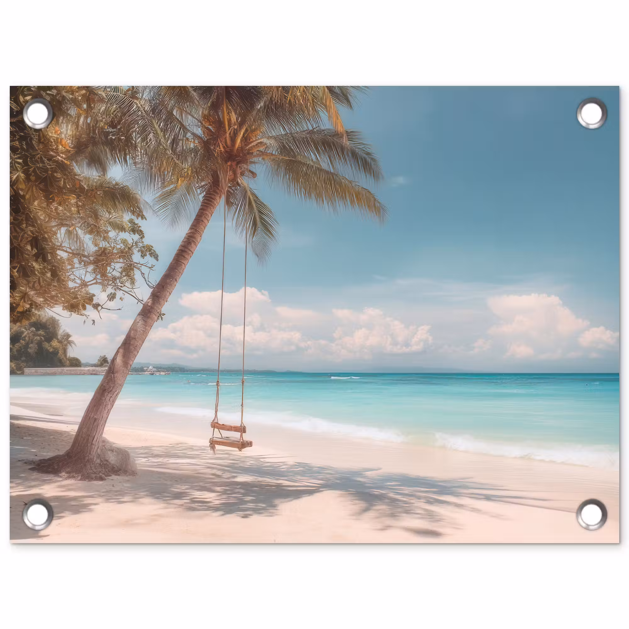 Gartenposter - Palme - Schaukel - Strand - Himmel