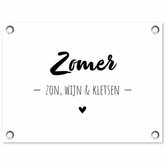 Zomer, zon, wijn & kletsen - Quotes - Tekst - Wijn - Zomer tuinposter los doek klein -3d