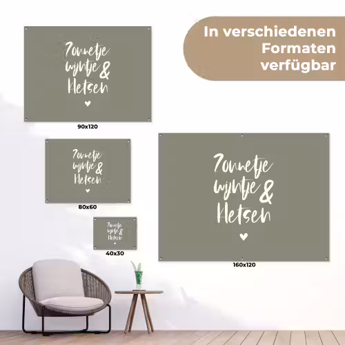 Zomer - Tekst - Zonnetje, wijntje & kletsen - Quotes tuinposter los doek klein -Xsfeer9_DE