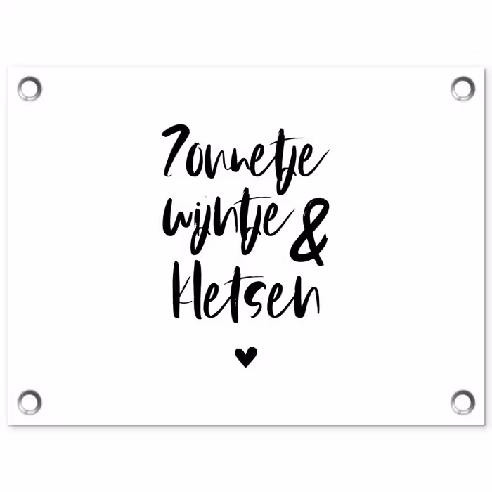 Zonnetje, wijntje & kletsen - Quotes - Tekst - Zomer - Wijn tuinposter los doek klein -3d
