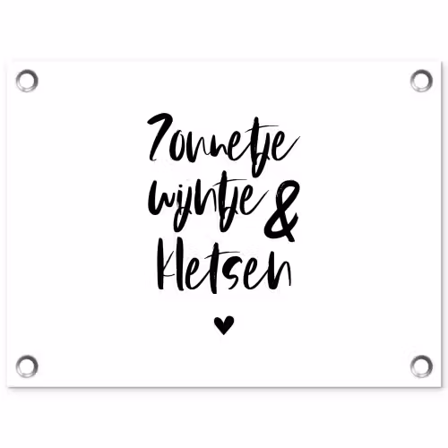 Zonnetje, wijntje & kletsen - Quotes - Tekst - Zomer - Wijn tuinposter los doek klein -3d