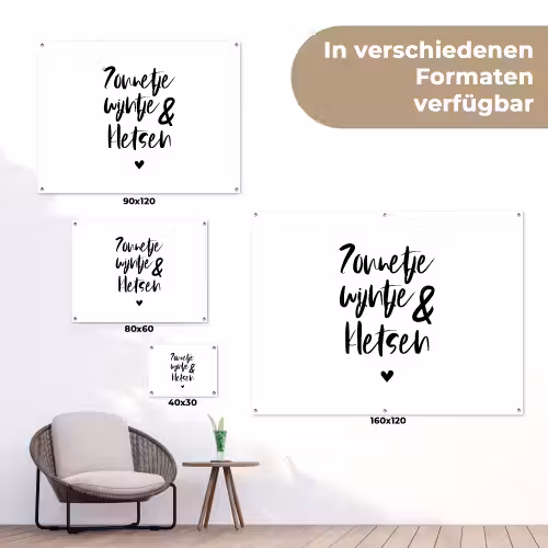 Zonnetje, wijntje & kletsen - Quotes - Tekst - Zomer - Wijn tuinposter los doek klein -Xsfeer9_DE