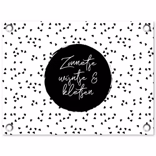 Zonnetje, wijntje & kletsen - Quotes - Tekst - Wijn - Zomer tuinposter los doek klein -3d