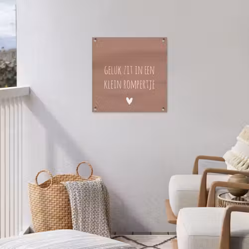 Spreuken - Geluk zit in een klein rompertje - Quotes tuinposter los doek klein -sfeer8