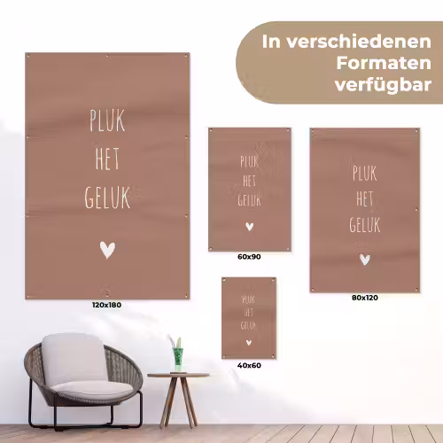 Spreuken - Pluk het geluk - Quotes tuinposter los doek klein -Xsfeer9_DE