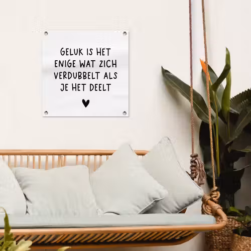 Spreuken - Geluk is het enige wat zich verdubbelt - Quotes tuinposter los doek klein -sfeer7