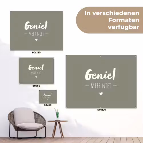 Spreuken - Geniet meer niet - Zomer - Tekst - Genieten tuinposter los doek klein -Xsfeer9_DE