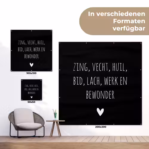 Spreuken - Ramses Shaffy - Zing vecht huil bid lach werk en bewonder - Quotes tuinposter los doek klein -Xsfeer9_DE