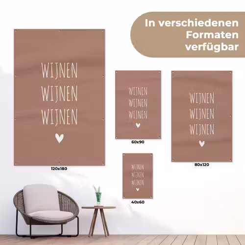 Spreuken - Quotes - Wijnen wijnen wijnen tuinposter los doek klein -Xsfeer9_DE