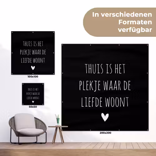 Spreuken - Thuis is het plekje waar de liefde woont - Quotes tuinposter los doek klein -Xsfeer9_DE