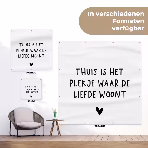 Spreuken - Thuis is het plekje waar de liefde woont - Quotes tuinposter los doek klein -Xsfeer9_DE