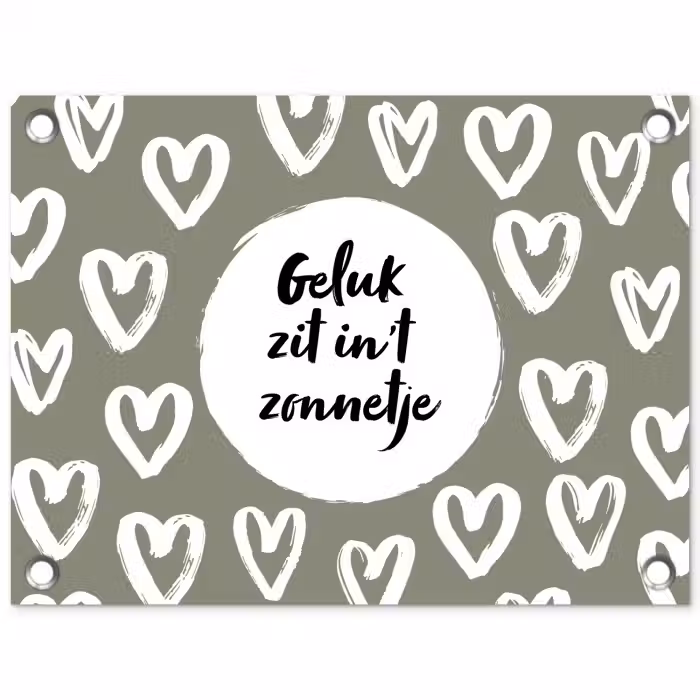 Tekst - geluk zit in 't zonnetje - Quotes - Geluk - Zon tuinposter los doek klein -3d