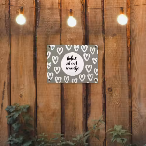 Tekst - geluk zit in 't zonnetje - Quotes - Geluk - Zon tuinposter los doek klein -sfeer1