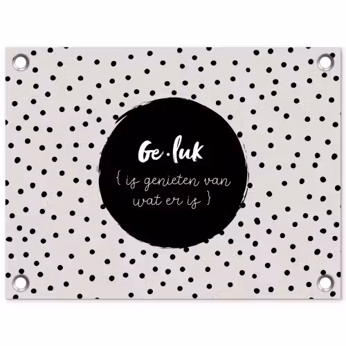 Tekst - Geluk definitie - Quotes - Geluk (is genieten van wat er is) - Woordenboek tuinposter los doek klein -3d
