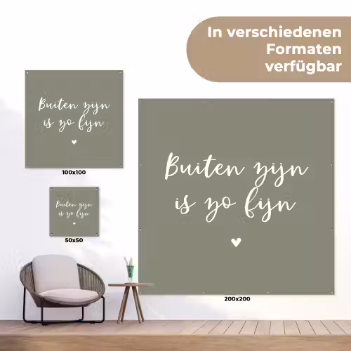 Tekst - Buiten zijn is zo fijn - Zomer - Spreuken tuinposter los doek klein -Xsfeer9_DE