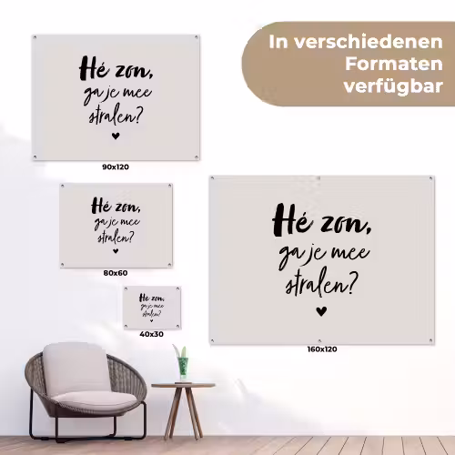 Tekst - Hé zon, ga je mee stralen? - Quotes - Zomer tuinposter los doek klein -Xsfeer9_DE
