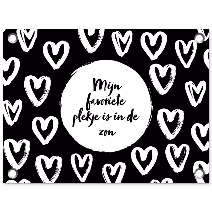 Tekst - Mijn favoriete plekje is in de zon - Quotes - Zomer - Zon tuinposter los doek klein -3d