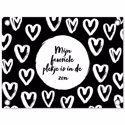 Tekst - Mijn favoriete plekje is in de zon - Quotes - Zomer - Zon tuinposter los doek klein -3d