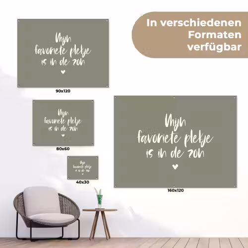 Tekst - Zon - Mijn favoriete plekje is in de zon - Spreuken - Zomer tuinposter los doek klein -Xsfeer9_DE