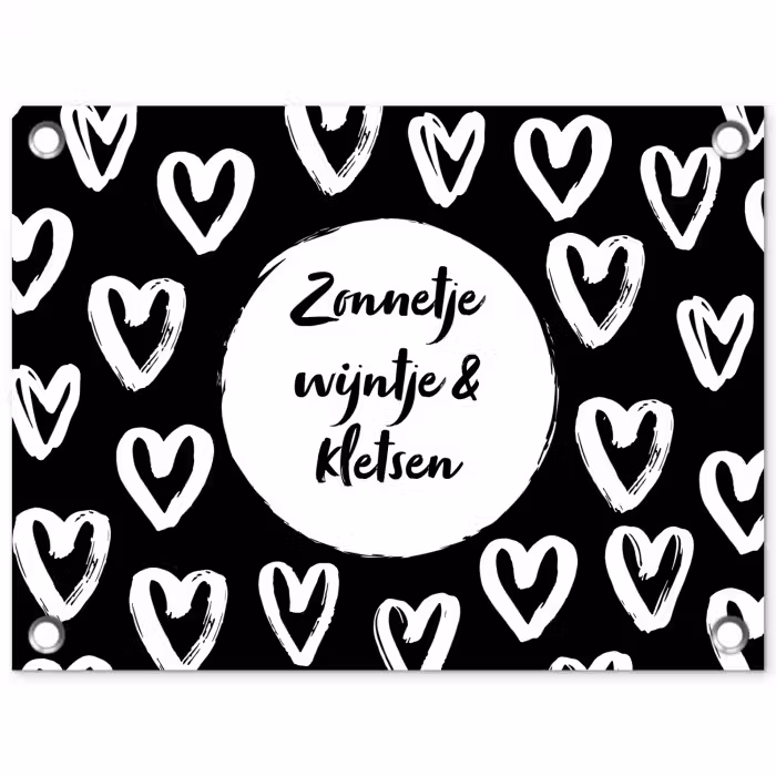 Tekst - Zonnetje, wijntje & kletsen - Quotes - Wijn - Tuin tuinposter los doek klein -3d