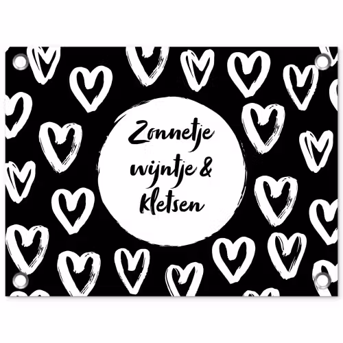 Tekst - Zonnetje, wijntje & kletsen - Quotes - Wijn - Tuin tuinposter los doek klein -3d